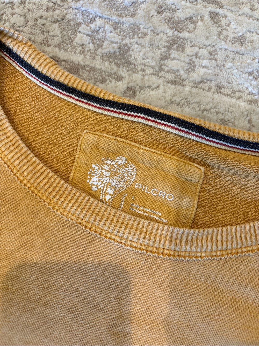 Pilcro Cropped Short Sleeve Sweatshirt in Mustard - Picture 5 of 7